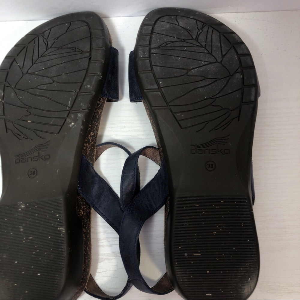 Dansko Blythe Navy Milled Nubuck Leather Platform Sandal  Size 38/US 7.5-8 - Picture 7 of 8